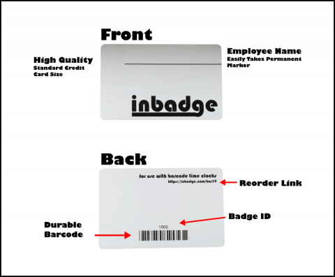 $1.50 Per Barcode Badge | TimeQPlus Acroprint Cards | Ranges: 001-150